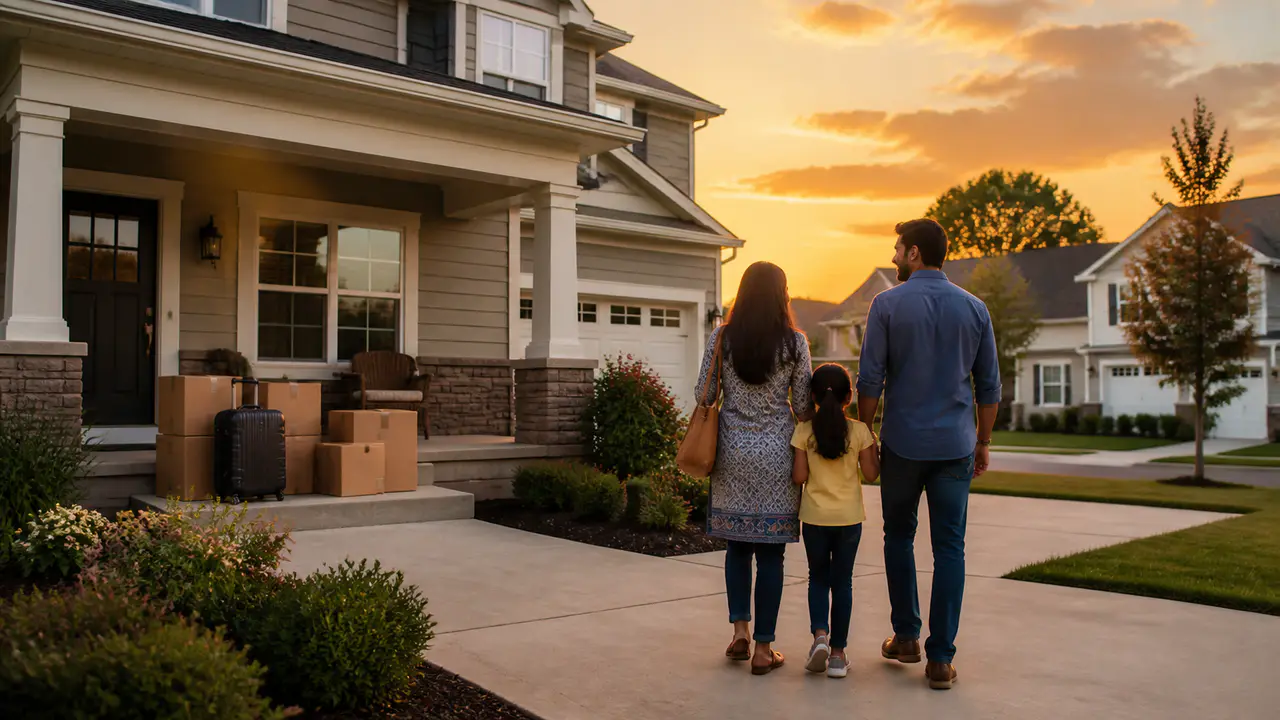 Family leaving a US home before moving back to India